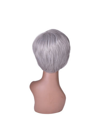 6inch court perruque synthétique droite 1pc argent gris couleur Cosplay Party perruque 2098 haute température perruque de fibre