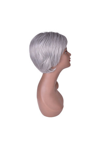 6inch court perruque synthétique droite 1pc argent gris couleur Cosplay Party perruque 2098 haute température perruque de fibre