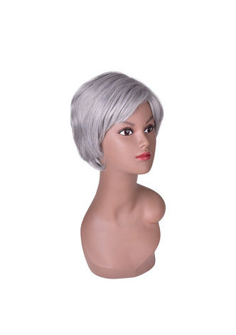 6inch court perruque synthétique droite 1pc argent gris couleur Cosplay Party perruque 2098 haute température perruque de fibre