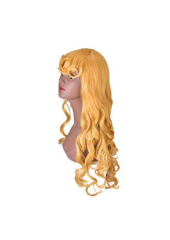  80cm Long Romance Curly Synthetic One Piece Orange Yellow Cosplay Wig 100% High Temperature Fiber Party Wig
