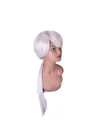  80cm Silver Gray Long Cosplay Wig Straight Fluffy Synthetic Hair Wigs Heat Resistance Halloween Party Wigs 4132