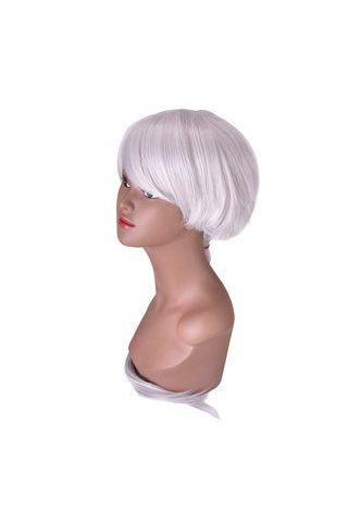  80cm Silver Gray Long Cosplay Wig Straight Fluffy Synthetic Hair Wigs Heat Resistance Halloween Party Wigs 4132