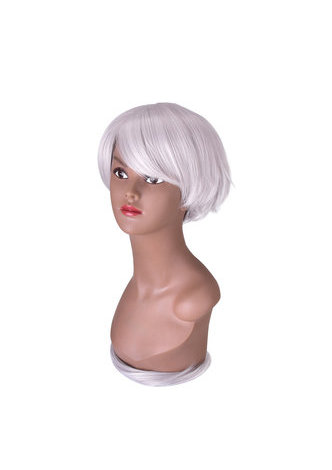  80cm Silver Gray Long Cosplay Wig Straight Fluffy Synthetic Hair Wigs Heat Resistance Halloween Party Wigs 4132