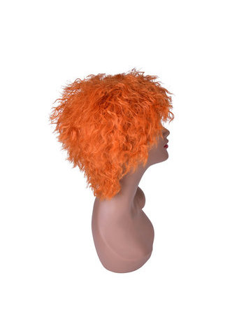  8inch Orange Color High Temperature Fiber Short Wavy Wig 1pc Cosplay Wig Pure Color