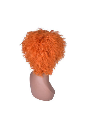  8inch Orange Color High Temperature Fiber Short Wavy Wig 1pc Cosplay Wig Pure Color