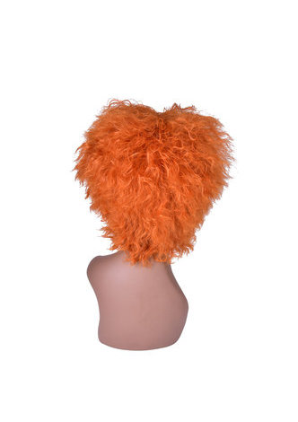  8inch Orange Color High Temperature Fiber Short Wavy Wig 1pc Cosplay Wig Pure Color