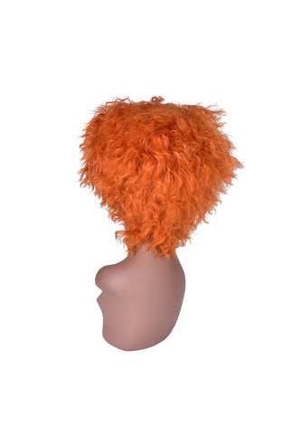  8inch Orange Color High Temperature Fiber Short Wavy Wig 1pc Cosplay Wig Pure Color