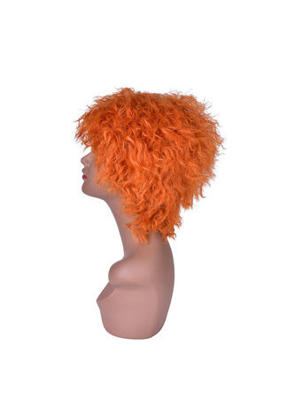  8inch Orange Color High Temperature Fiber Short Wavy Wig 1pc Cosplay Wig Pure Color