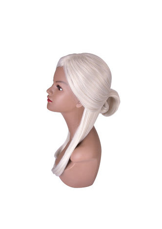 Argent Gris Cheveux Longs Cosplay Perruque 26 pouces Synthétique Femmes Perruque Droite avec Chignon 1 pc 4091