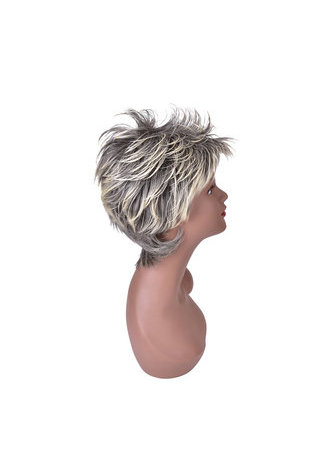  Gray Mix Short Shaggy Layered Fluffy Synthetic Party Hair 13cm Cosplay Cos Wigs High Temperature Fiber Wig