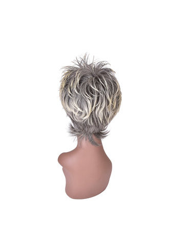  Gray Mix Short Shaggy Layered Fluffy Synthetic Party Hair 13cm Cosplay Cos Wigs High Temperature Fiber Wig