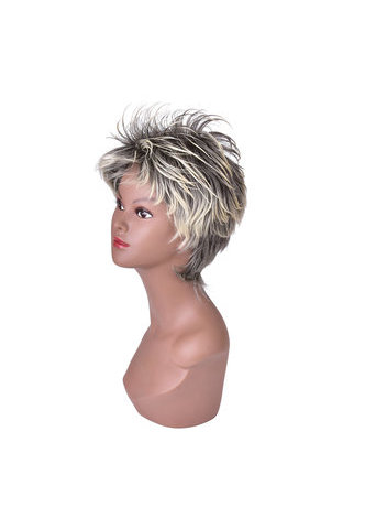  Gray Mix Short Shaggy Layered Fluffy Synthetic Party Hair 13cm Cosplay Cos Wigs High Temperature Fiber Wig