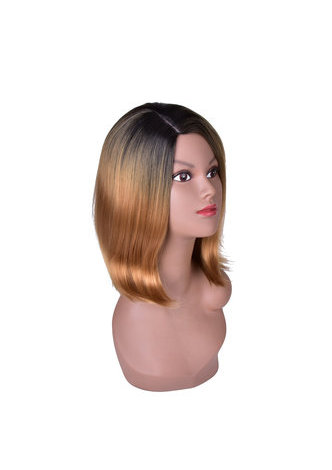 Medium Length Dark Roots Long Bobo Style Wig for Party Girl 40cm Light Purple Synthetic Wig Ombre 3 Colors
