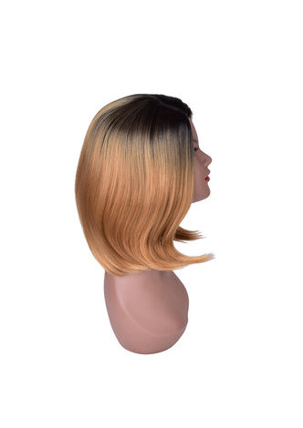  Medium Length Dark Roots Long Bobo Style Wig for Party Girl 40cm Light Purple Synthetic Wig Ombre 3 Colors