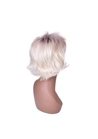 Ombre Brown To Blond 13cm Synthetic High Temperature Fiber FeMale Short Straight Gray Mixed Layered Women Cosplay Wig