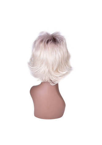 Ombre Brown To Blond 13cm Synthetic High Temperature Fiber FeMale Short Straight Gray Mixed Layered Women Cosplay Wig