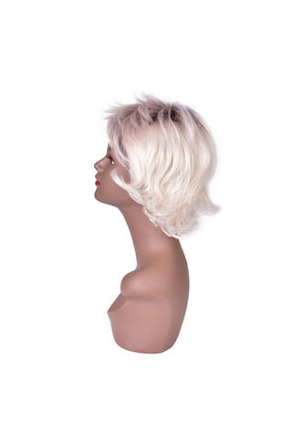 Ombre Brown To Blond 13cm Synthetic High Temperature Fiber FeMale Short Straight Gray Mixed Layered Women Cosplay Wig