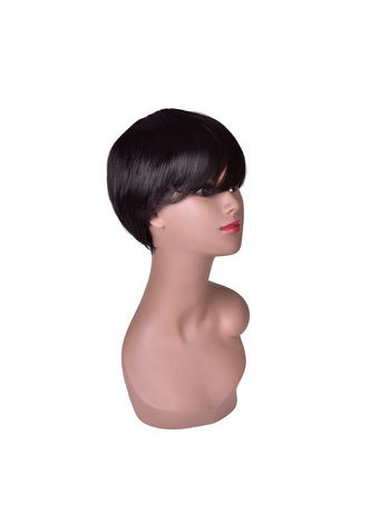 HairYouGo 12cm Synthetic Wigs for Women Pure Color 1B Short Straight Wig 100% High Temperature Fiber Wig