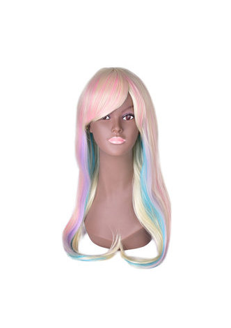 HairYouGo 27.6inch Long Straight Colorful Rainbow High Temperature Fiber Synthetic Wigs 1pc Cosplay Wig Heat Resistant