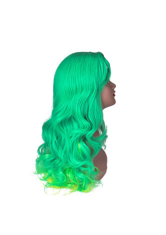 HairYouGo 28inch Wavy Cosplay Wigs High Temperature Fiber Synthetic Hair Green 70cm Long Women Cos Party Wig 4068