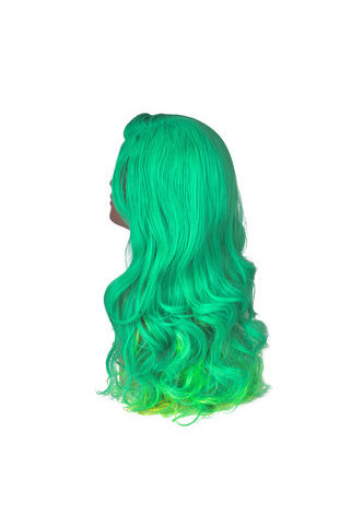 HairYouGo 28inch Wavy Cosplay Wigs High Temperature Fiber Synthetic Hair Green 70cm Long Women Cos Party Wig 4068