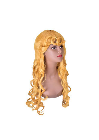 HairYouGo 80cm Long Romance Curly Synthetic One Piece Orange Yellow Cosplay Wig 100% High Temperature Fiber Party Wig
