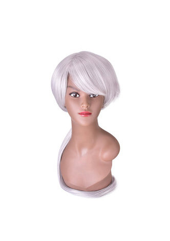 HairYouGo 80cm Silver Gray Long Cosplay Wig Straight Fluffy Synthetic Hair Wigs Heat Resistance Halloween Party Wigs 4132