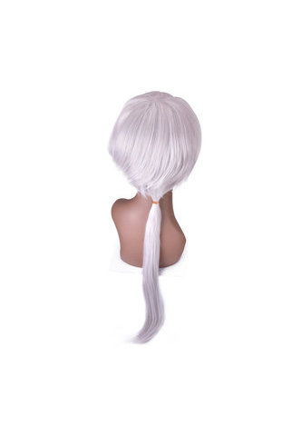 HairYouGo 80cm Silver Gray Long Cosplay Wig Straight Fluffy Synthetic Hair Wigs Heat Resistance Halloween Party Wigs 4132
