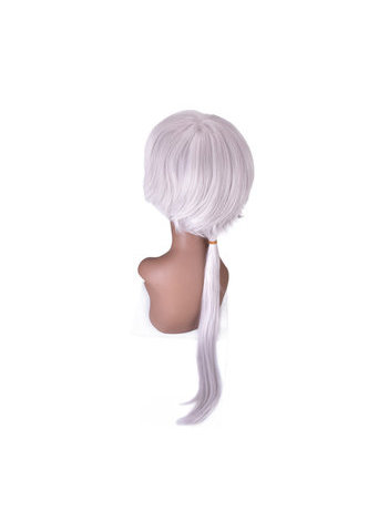 HairYouGo 80cm Silver Gray Long Cosplay Wig Straight Fluffy Synthetic Hair Wigs Heat Resistance Halloween Party Wigs 4132