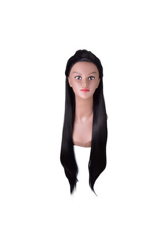 HairYouGo 85cm/34" Black Men&prime;s Long Straight Synthetic Hair Cosplay Wigs for Halloween Party 100% High Temperature Fiber Wig 1B#