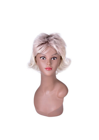 HairYouGo Ombre Brown To Blond 13cm Synthetic High Temperature Fiber FeMale Short Straight Gray Mixed Layered Women Cosplay Wig