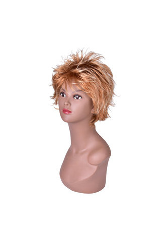 HairYouGo Short Straight Wigs for Women 24-30-613# Ombre Hair with Bangs 4.7inch Fluffy Synthetic High Temperature Fiber Wig 1pc