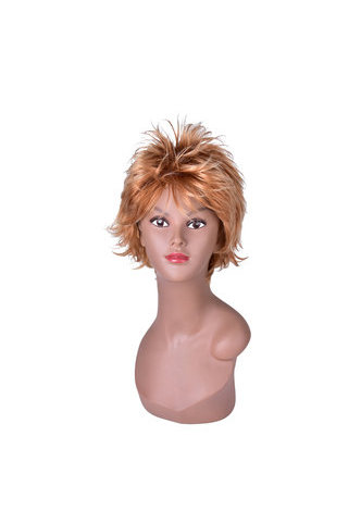 HairYouGo Short Straight Wigs for Women 24-30-613# Ombre Hair with Bangs 4.7inch Fluffy Synthetic High Temperature Fiber Wig 1pc