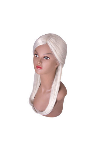 HairYouGo Silver Gray Long Hair Cosplay Wig 26inch Synthetic Women Straight Wig with Chignon 1pc 4091