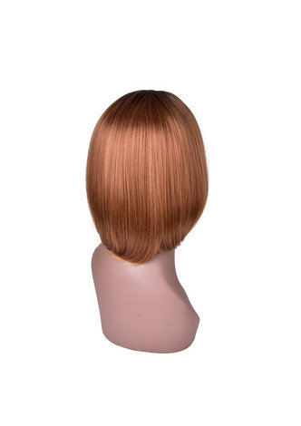   Medium Length Dark Roots BoBo Style Synthetic Wigs for African American Women High Temperature Fiber Wig 12.6inch