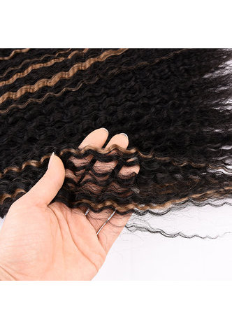  18inch Synthetic Curly Hair Bundle Deal 1pc Medium Long Kanekalon Fiber Hair 1B# Double Weft Hair Extension DANCE A