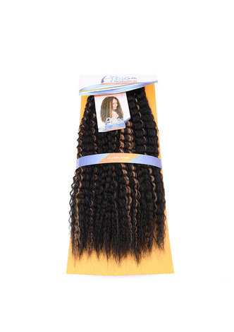  18inch Synthetic Curly Hair Bundle Deal 1pc Medium Long Kanekalon Fiber Hair 1B# Double Weft Hair Extension DANCE A