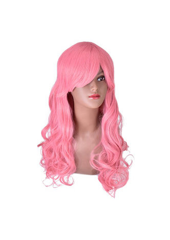 28nch Halloween Perruque Synthétique Cheveux Longs Ondulés Cosplay Perruques Rose Blonde Femmes Parti Perruque 1021A