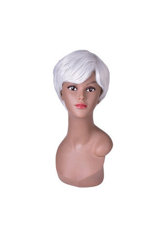5.9 pouces Court Droite Perruque Argent Gris Ombre Rose Net Synthétique Femmes Cheveux Pièce Partie Cosplay Perruques