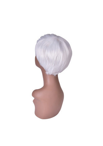 5.9inch Short Straight Wig Silver Gray Ombre Rose Net Synthetic Women Hair Piece Party Cosplay Wigs
