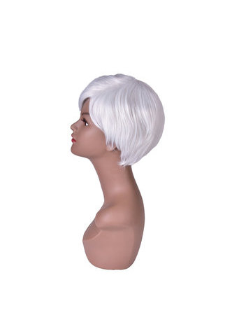 5.9inch Short Straight Wig Silver Gray Ombre Rose Net Synthetic Women Hair Piece Party Cosplay Wigs