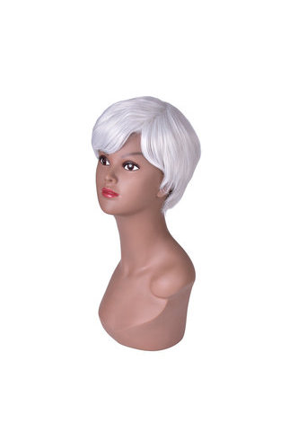 5.9inch Short Straight Wig Silver Gray Ombre Rose Net Synthetic Women Hair Piece Party Cosplay Wigs