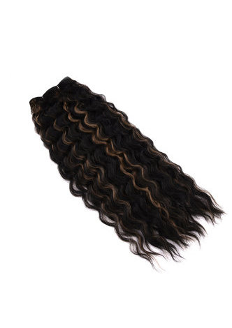 Long Curly Sew In Weave Synthetic Hair Extensions Two Tone Ombre Color 22inch Kanekalon Hair Weave Bundles 1 Pack