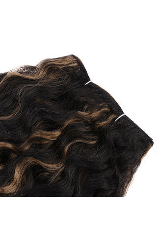  Long Curly Sew In Weave Synthetic Hair Extensions Two Tone Ombre Color 22inch Kanekalon Hair Weave Bundles 1 Pack