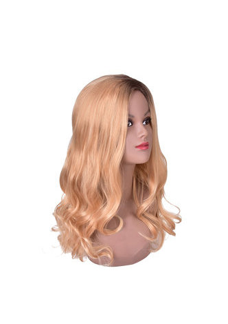 Long Wavy 25.6 Orange Brown Pure Color Synthetic Wigs Heat Resistant Hair Cosplay Party Wig Pelucas