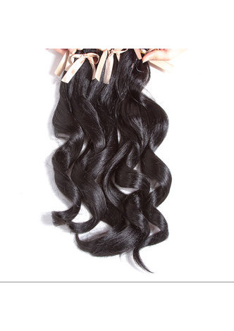  Long Wavy Synthetic Hair Extensions For Black Women 6pcs One Pack Kanekalon Fiber Weave 17.5-19 inch Weaving #1B Color