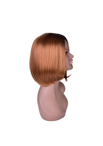 Longueur Moyenne Dark Roots BoBo Style Perruques Synthétiques pour Afro-Américain Femmes Haute Température Fiber Wig 12.6inch
