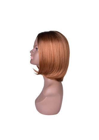 Longueur Moyenne Dark Roots BoBo Style Perruques Synthétiques pour Afro-Américain Femmes Haute Température Fiber Wig 12.6inch
