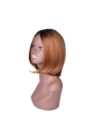 Longueur Moyenne Dark Roots BoBo Style Perruques Synthétiques pour Afro-Américain Femmes Haute Température Fiber Wig 12.6inch