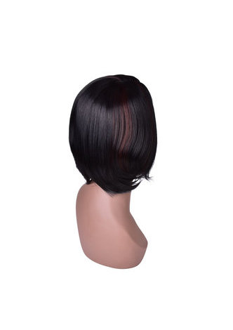 Moyen Longueur Noir Perruques Synthétiques pour les Femmes Afro-Américaines Haute Température Fibre Bob Style 11 pouces